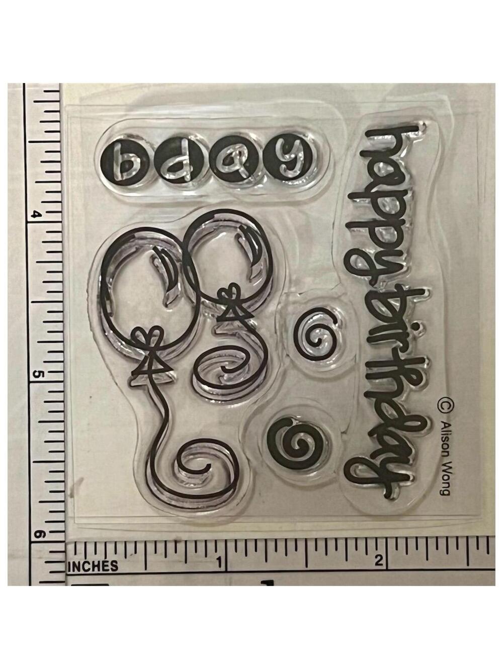 Allison Wong Studio G Happy Birthday Balloons Clear Stamp Set Craft
